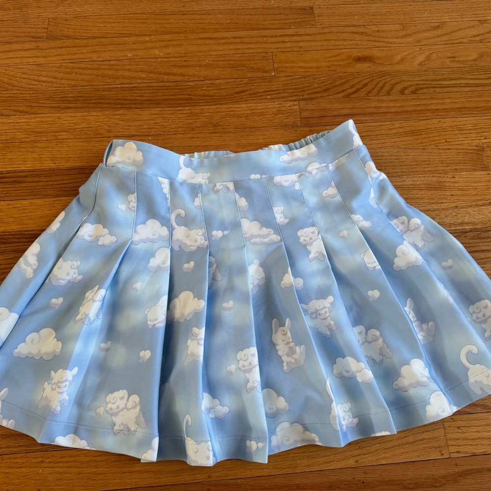 Whimsical Kawaii Blue Cloud Skater Skirt XL